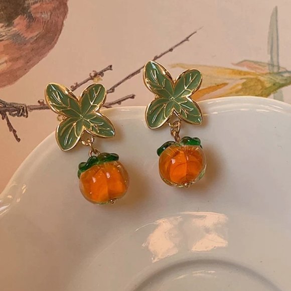 Persimmon Glass Earrings - Picture 3 of 3